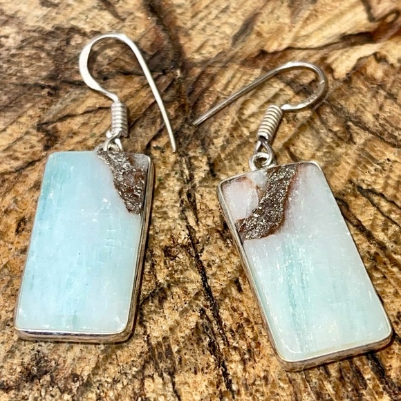 Blue Green Hemimorphite Earrings 1 1/2” - Picture 7 of 9